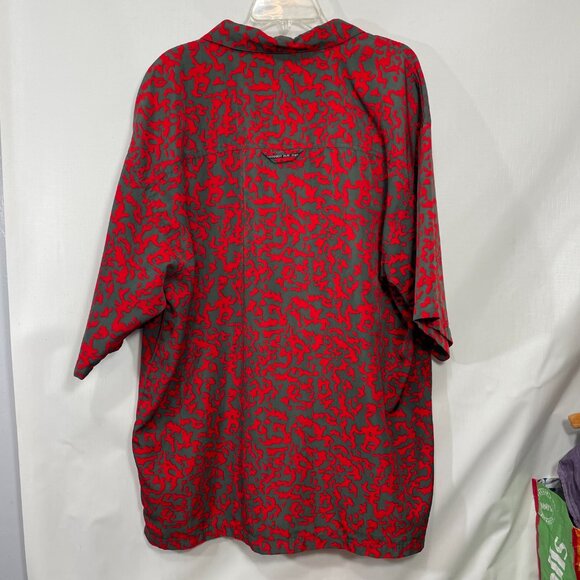 GB God Body Shirt Mens 2XL Red Grey Button Up Camp Collar Camo Y2k Streetwear - Picture 7 of 10